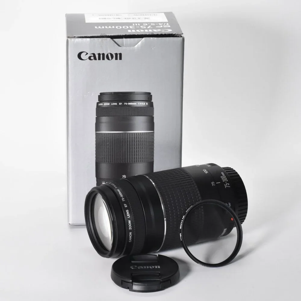 Canon EF 75-300mm f/4-5.6 III Telephoto Zoom Lens with UV Filter & Box MINT